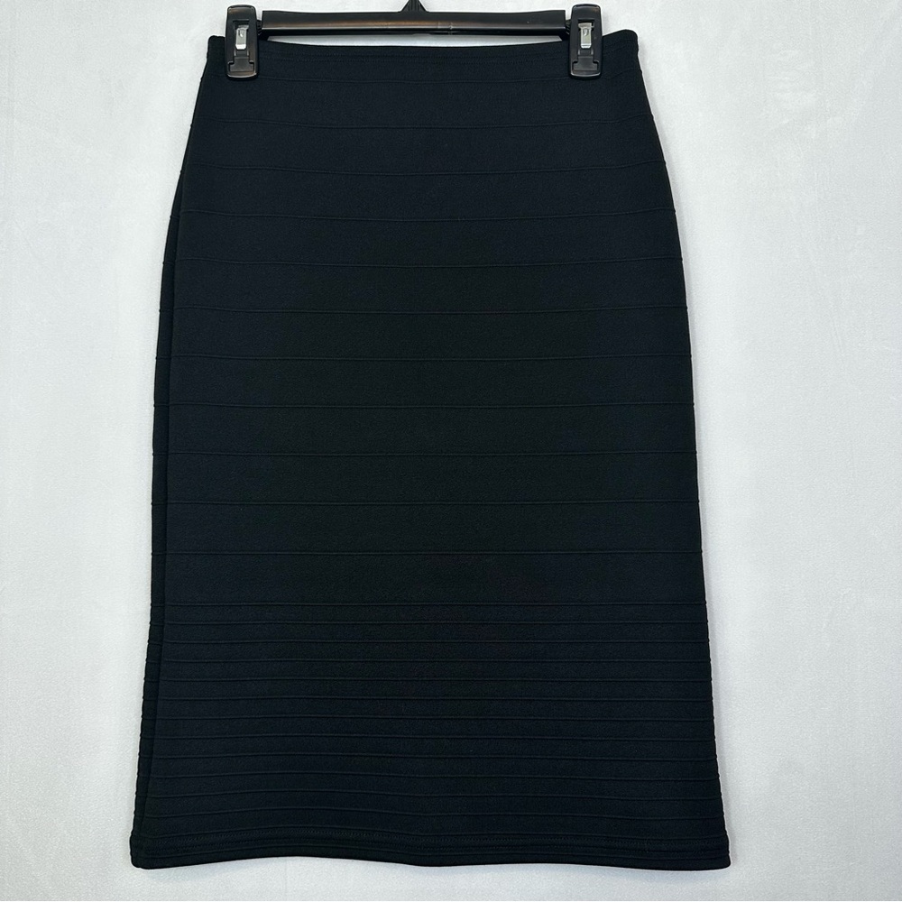 Topshop Bodycon Midi Skirt Pencil Stretch Striped Business Office Ribbed